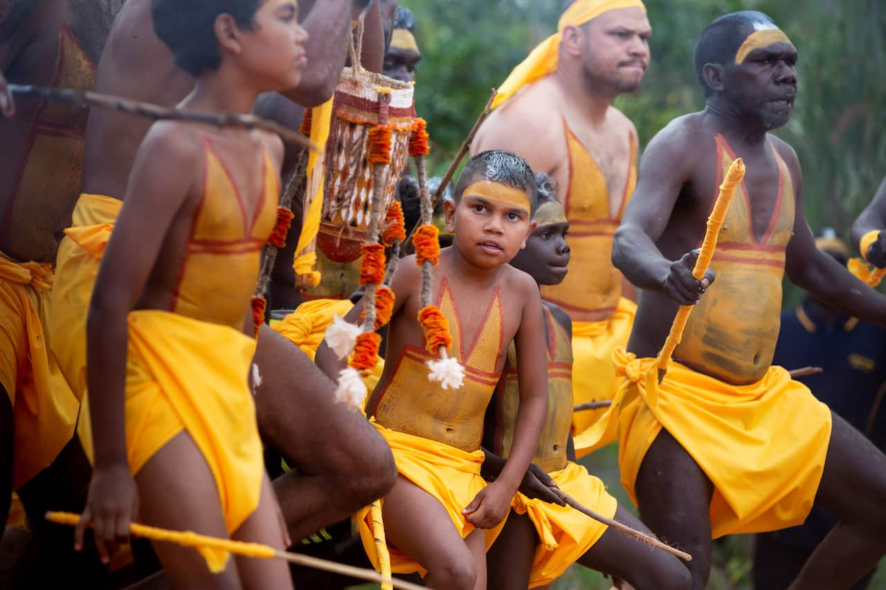 Men and boys dancing