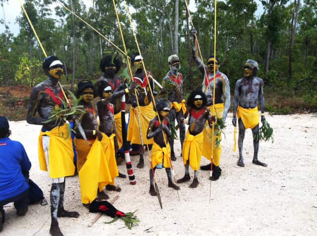 Garma Festival 2015, dancers wear the number 37 for Adam Goodes
