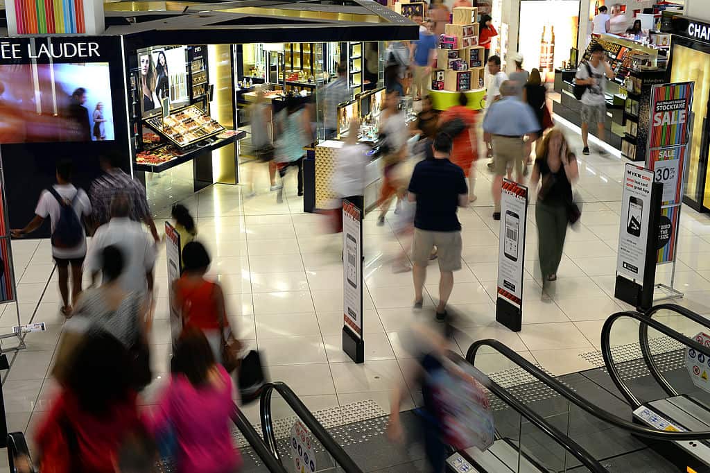 Customers in Shopping Mall on Boxing Day