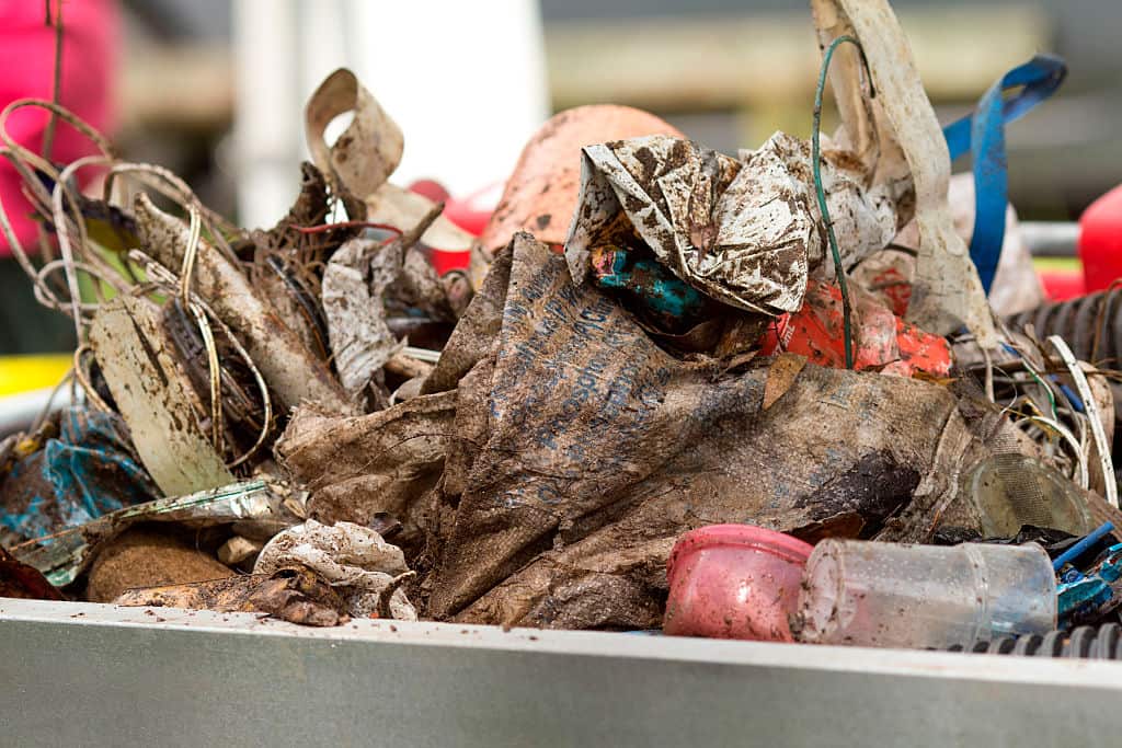Garbage collected during community planting and cleanup day called 'Save Our Waterways Now', Brisbane