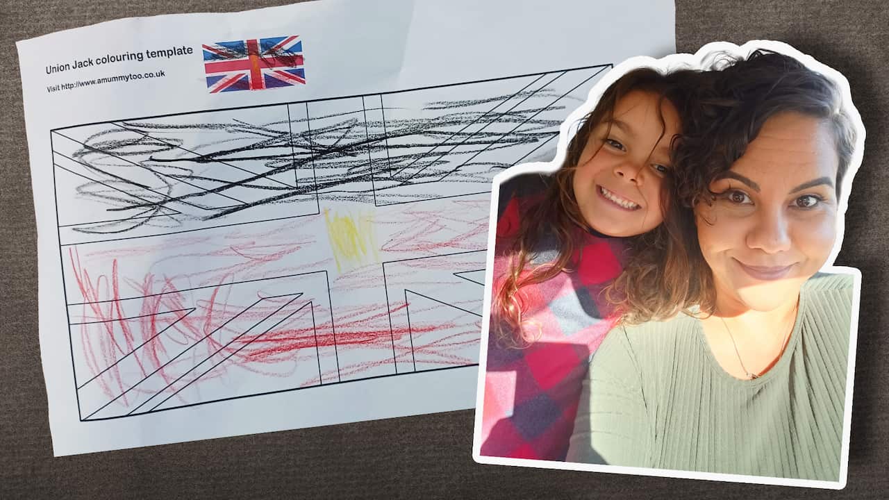 A drawing of the Aboriginal flag