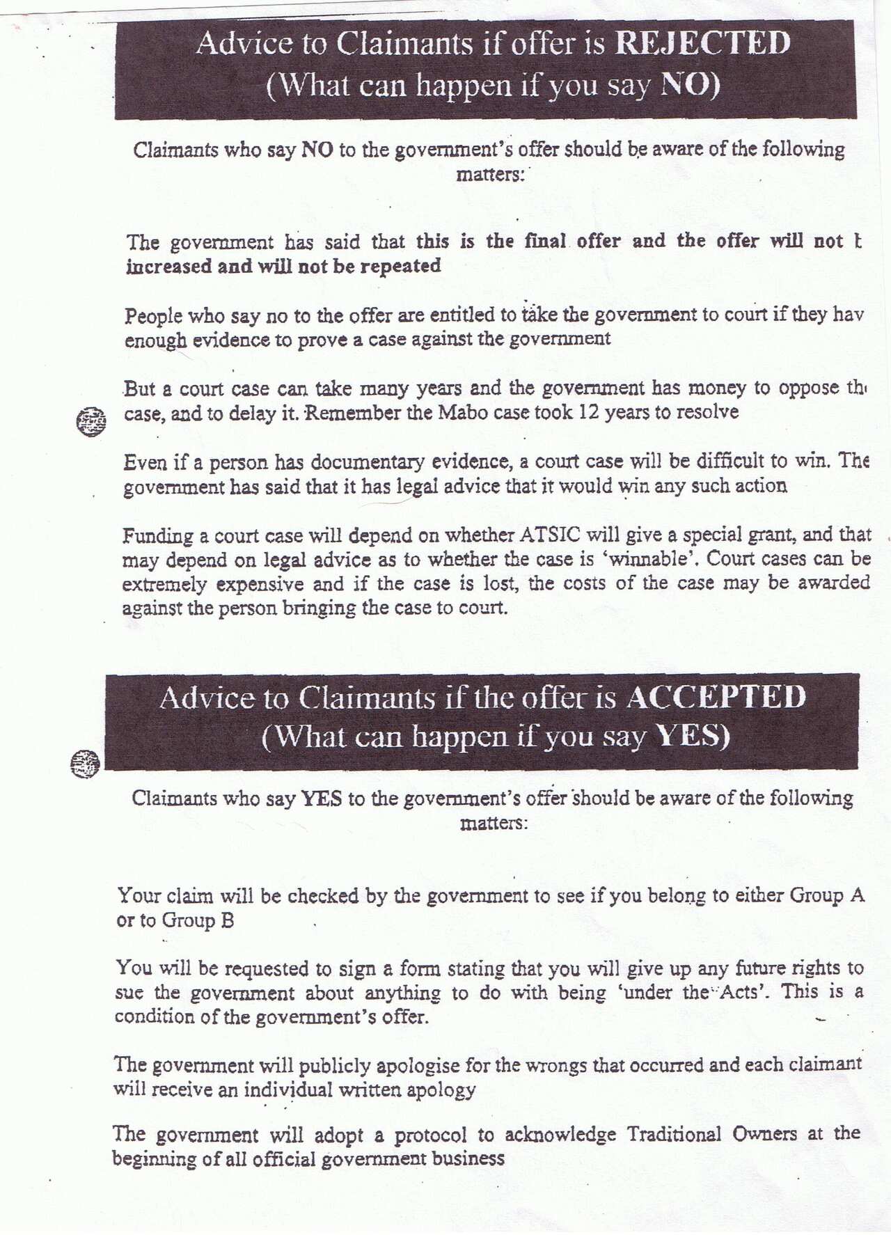 Stolen wages government pamphlet