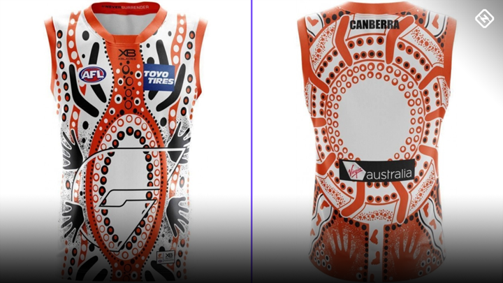 The GWS guernsey was designed by Wiradjuri woman Leeanne Hunter and it's  called ‘Football Dreaming’ re