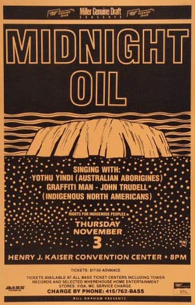 Poster for 'Rights for Indigenous People' concert, 1980s