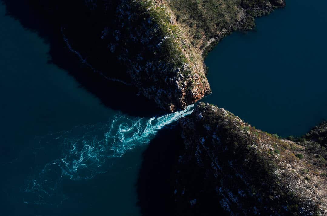 Aerial view of Horizontal Falls, WA.