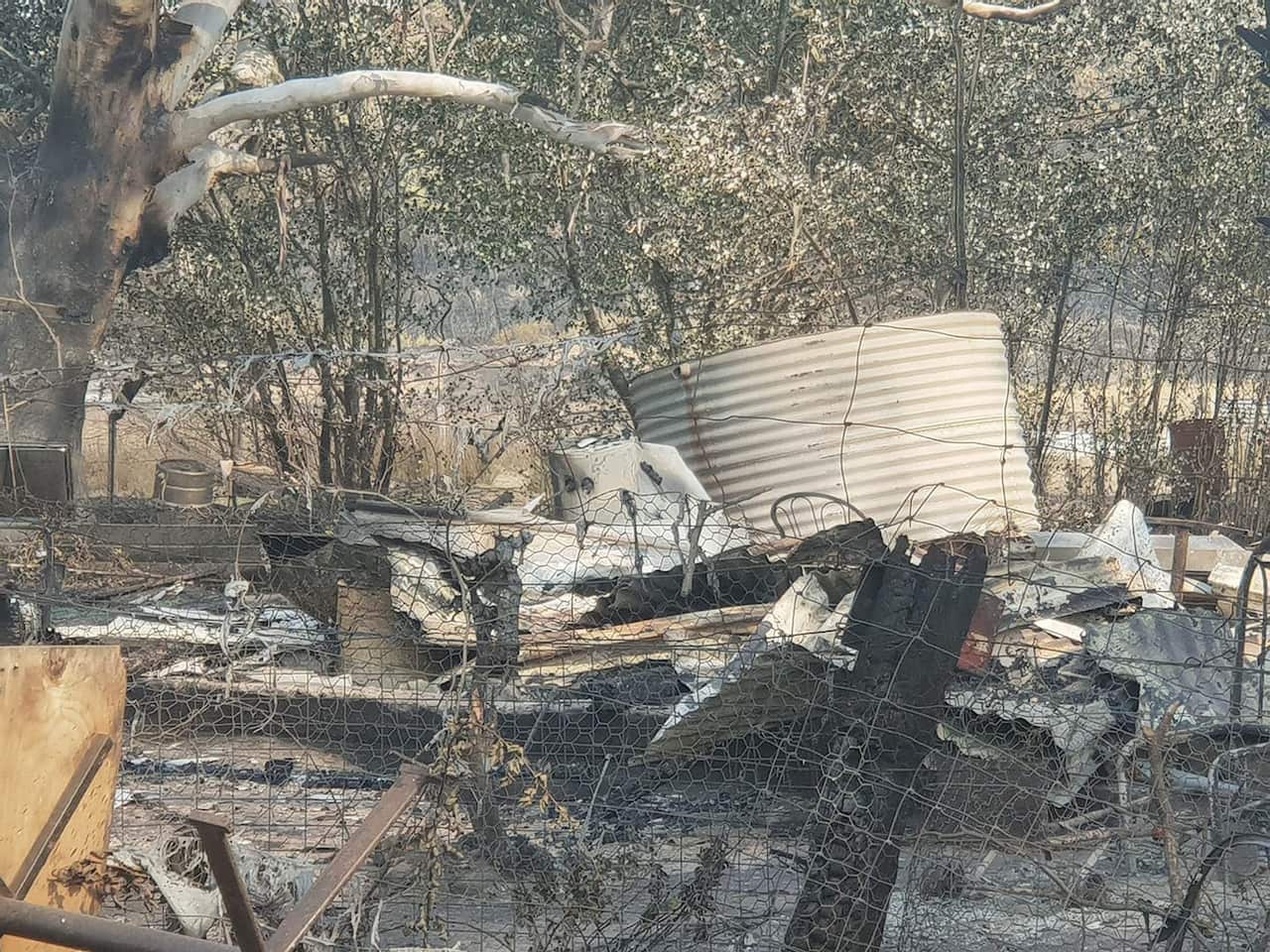 Home destroyed by fire in Tingha, NSW.