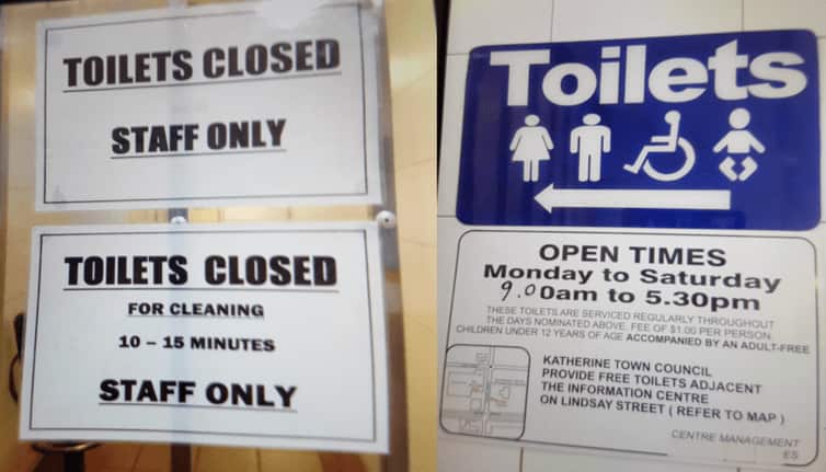Toilets closed, Katherine, NT.
