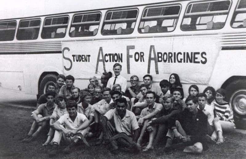 On February 12th 1965, 29 non-Indigenous students boarded a bus with Aboriginal leader and rights campaigner Charles Perkins.(Supplied: University of Sydney)