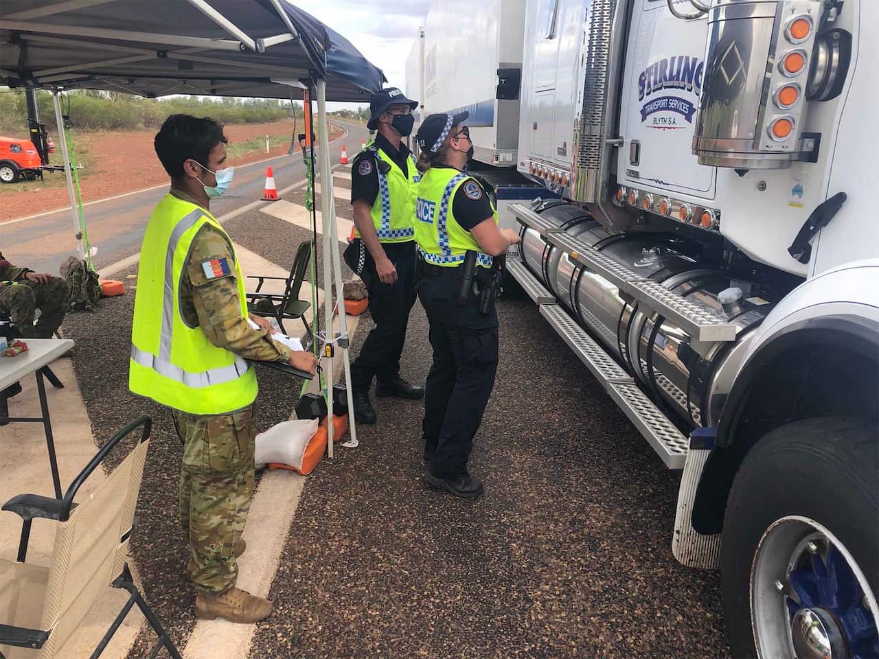 Private Uriah Daisybell at a checkpoint in the NT.