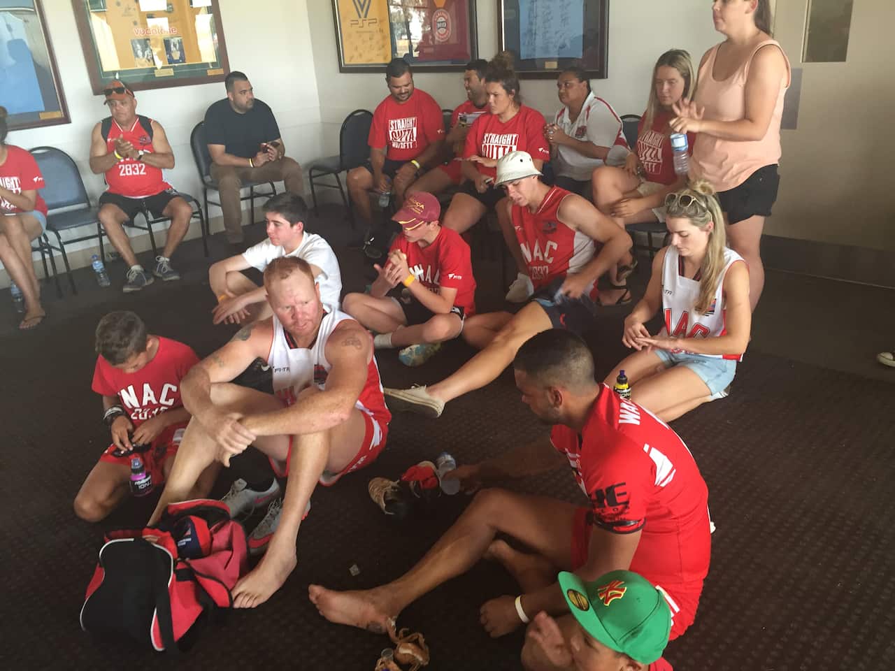 Walgett Aboriginal Connection team room following their loss to Griffith 3 Ways United in round 2 of the 2015 Koori Knockout.