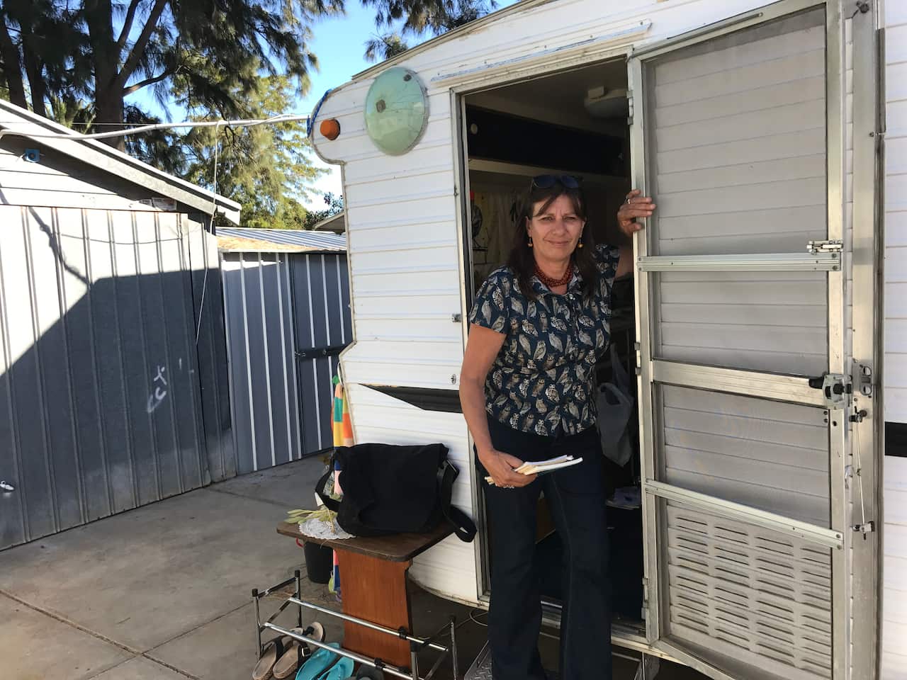 Ali Cobby Eckermann at her caravan