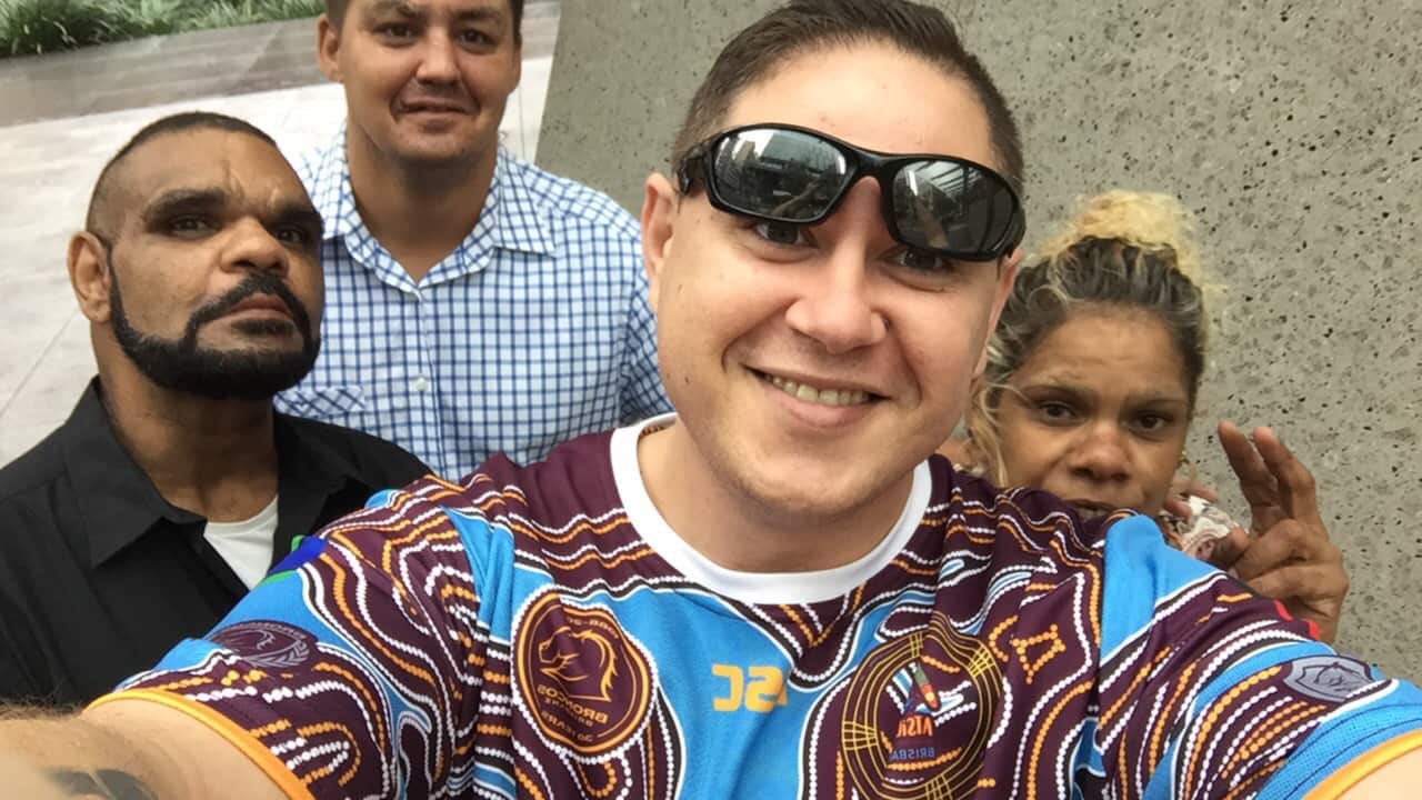 Randall Frazer with client of the Inner City Referral Service, (L-R) Michael Smith, Thai Babarovich and Sheila Oakley