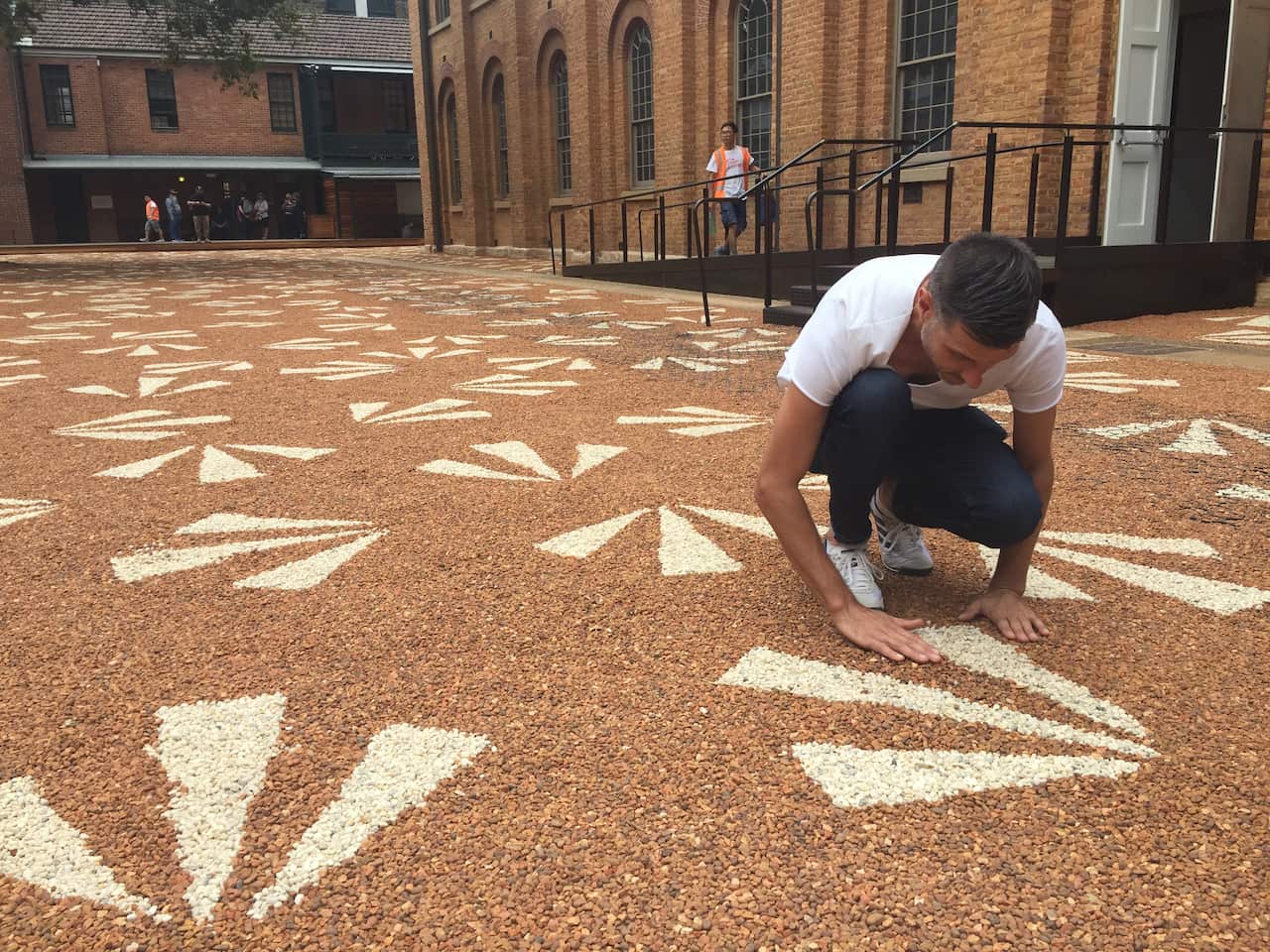 Jonathan Jones with his art installation.