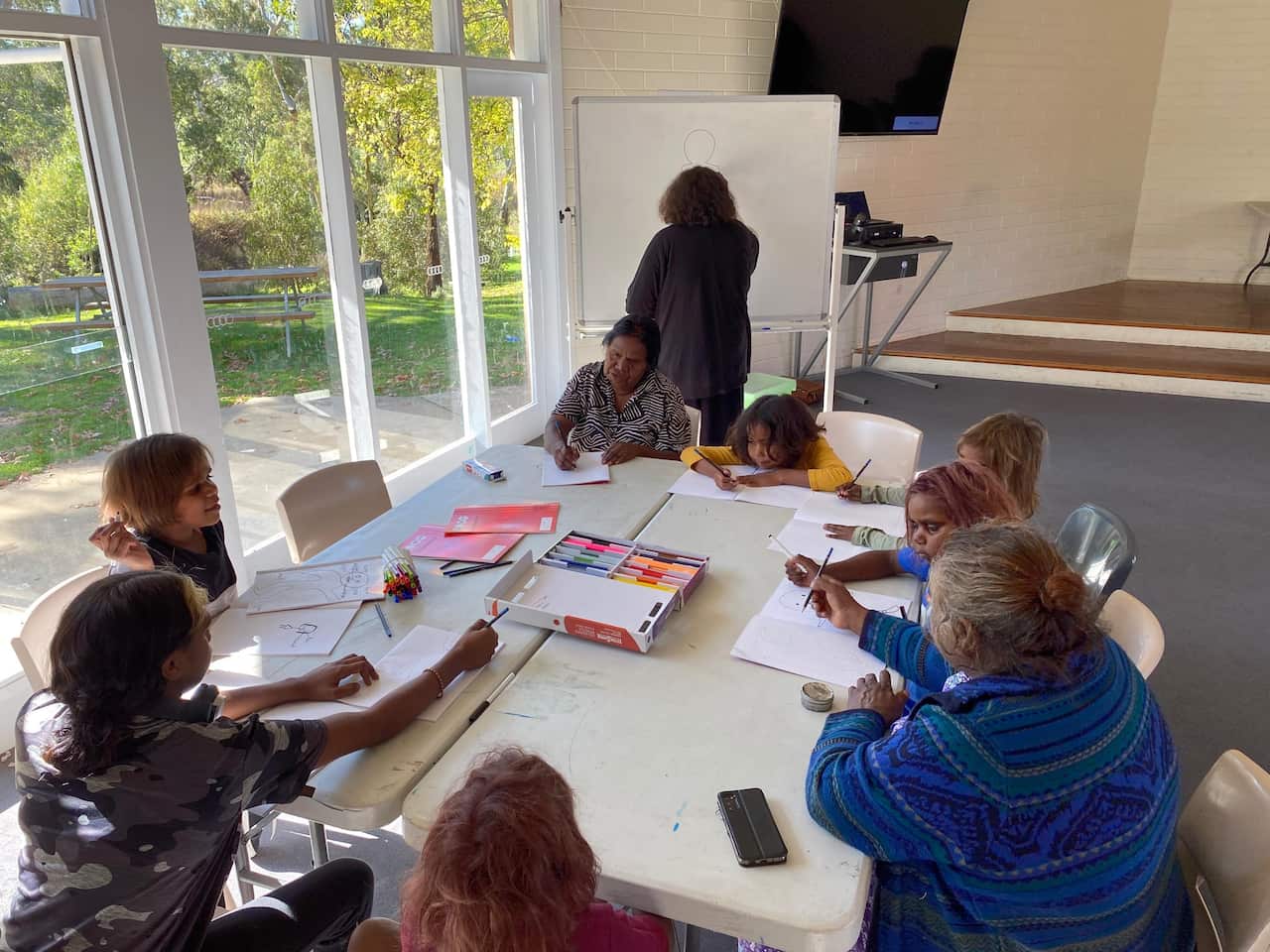 The group of women and children stranded in Adelaide.