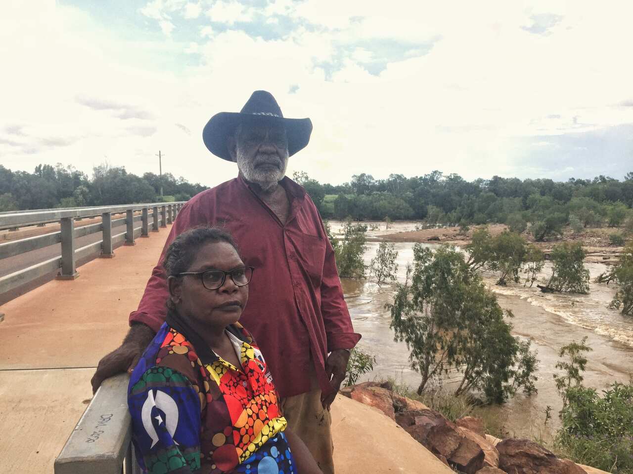 Josie Davey and Jack Green beside the McArthur River 
