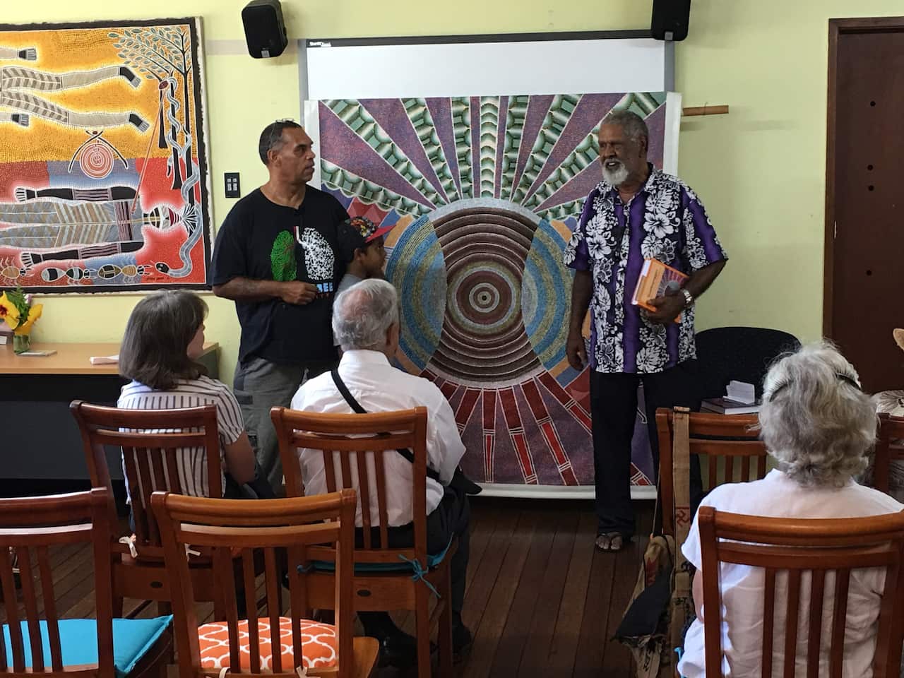 Uncle Barry Phyball (right) launched the book.