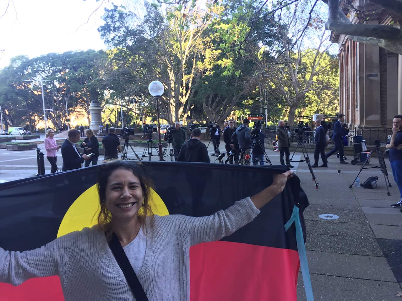 BLM supporter outside the supreme court in Sydney
