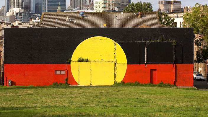 An Aboriginal flag mural