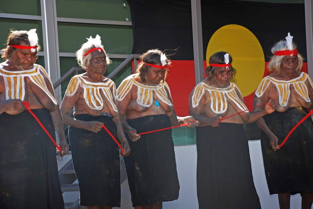 Women in ceremony at the declration of the Katiti Petermann Indigenous Protected Area