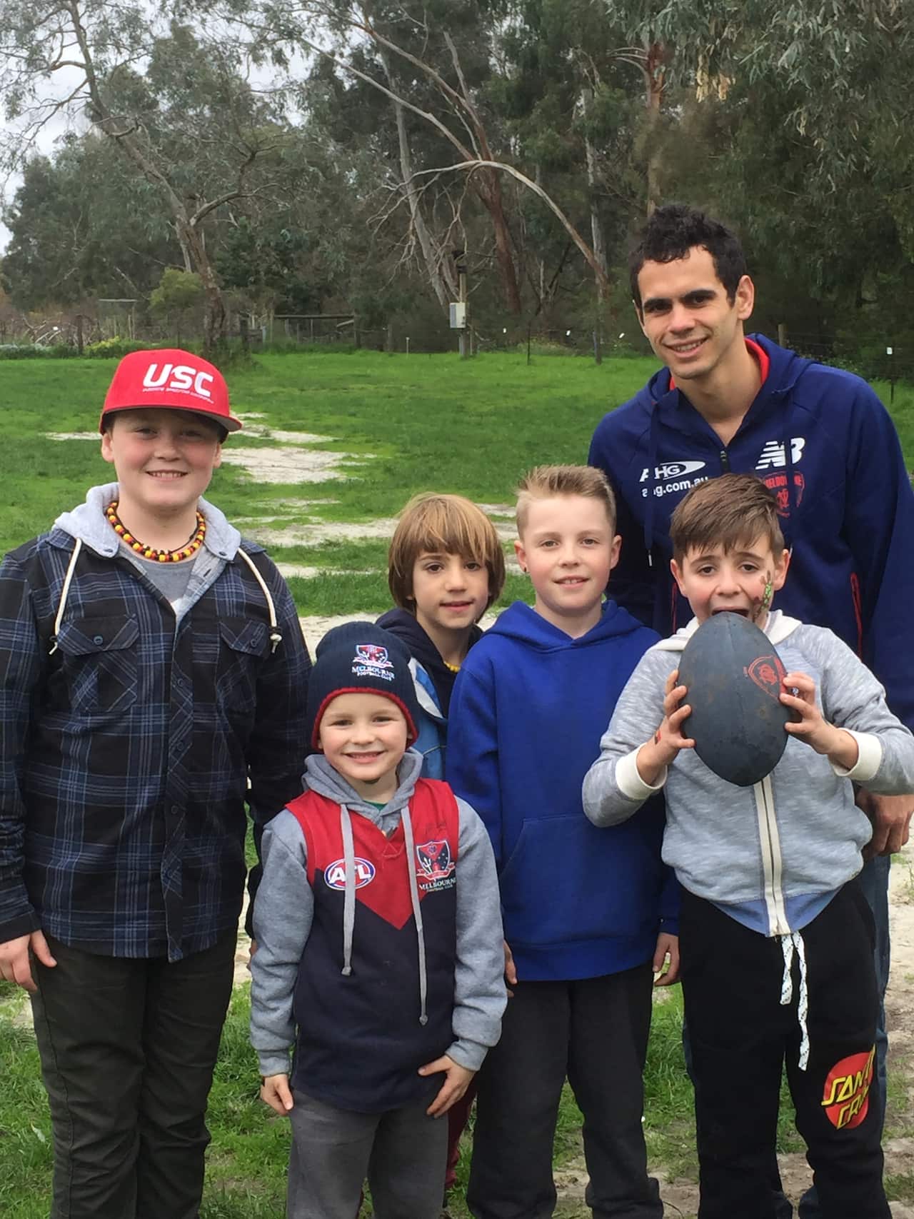 Melbourne Demons star Jeff Garlett hosts a Marngrook footy clinic.