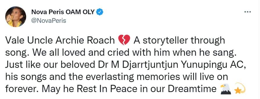 Nova Peris pays tribute to Archie Roach