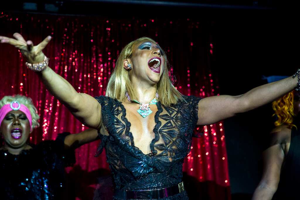 Josie Baker performing at the Miss First Nation drag pageant