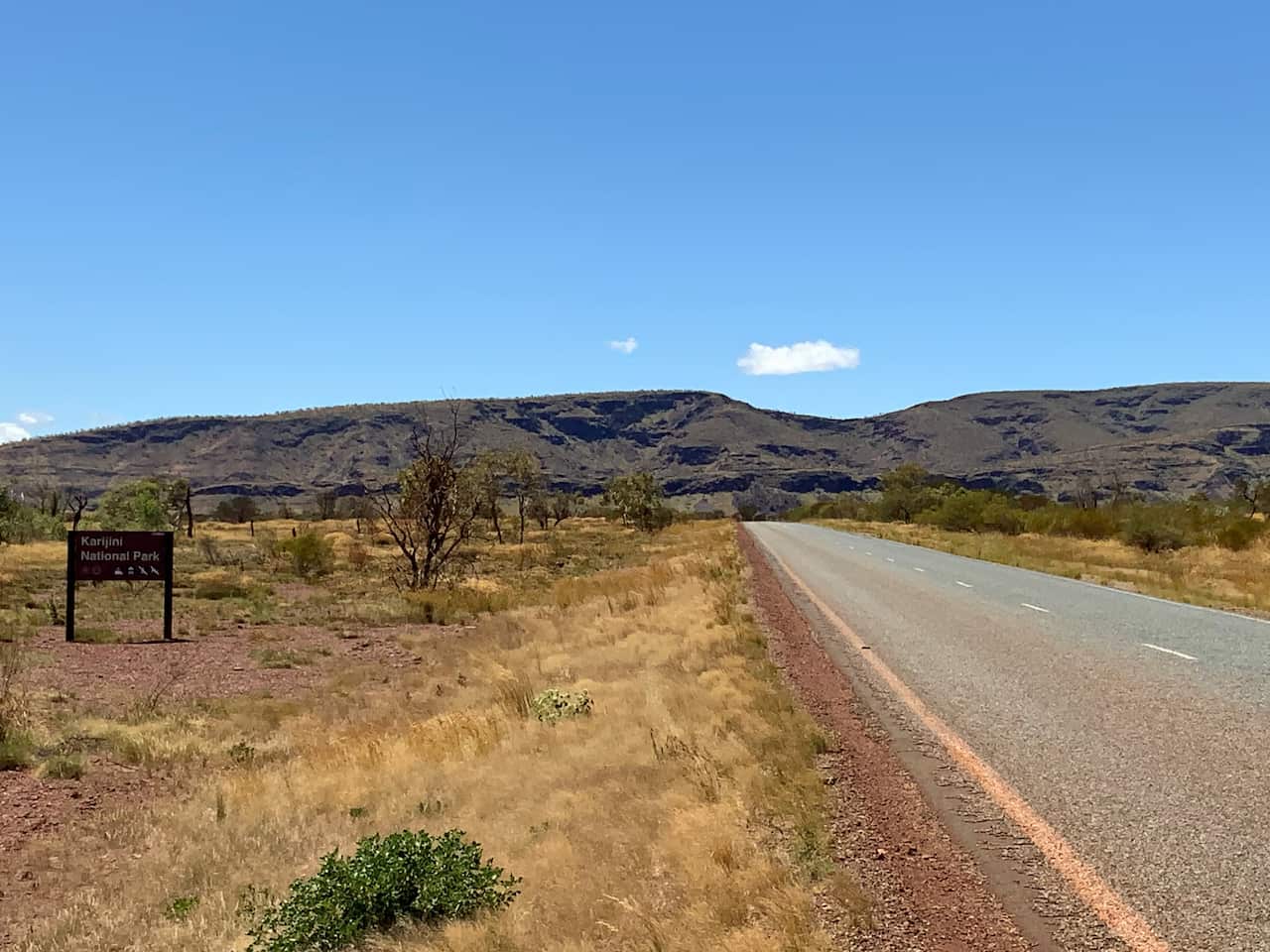 Road sign for Karijni National Park in the Pilbara, where the Marandoo mine is located.