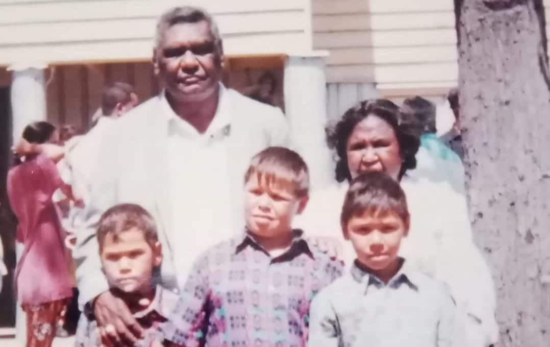 Keenan Mundine with his brothers and grandparents