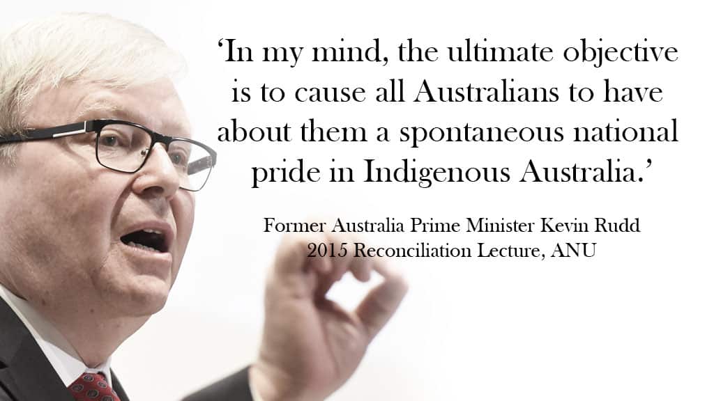 Former Australian Prime Minister Kevin Rudd delivering 2015 Reconciliation Speech, ANU