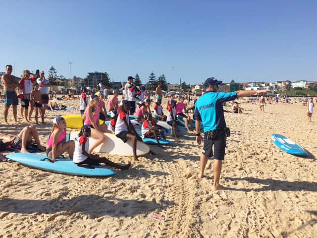 Yirrkala students from Nhulunbuy, Arnhem Land, with Bondi nippers and Bondi lifeguards.