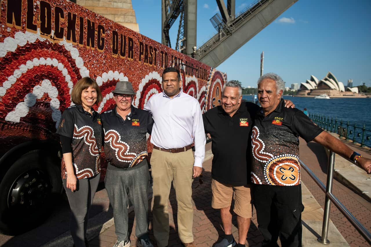 KBHAC CEO Dr Tiffany McComsey and CDC CEO Edward Thomas pose with the Kinchela Boys Home Aboriginal Corporation (KBHAC) and the MEC.