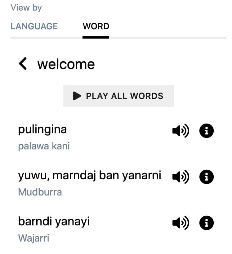 Search by word, or by language