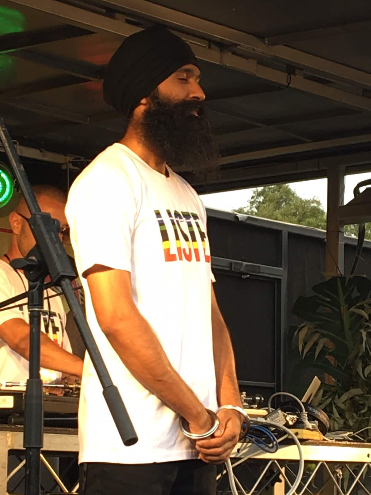 L-Fresh the Lion standing in solidarity for the those affected by the brutality of colonisation