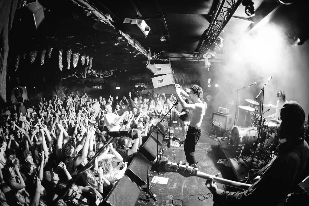 black and white photo live gig