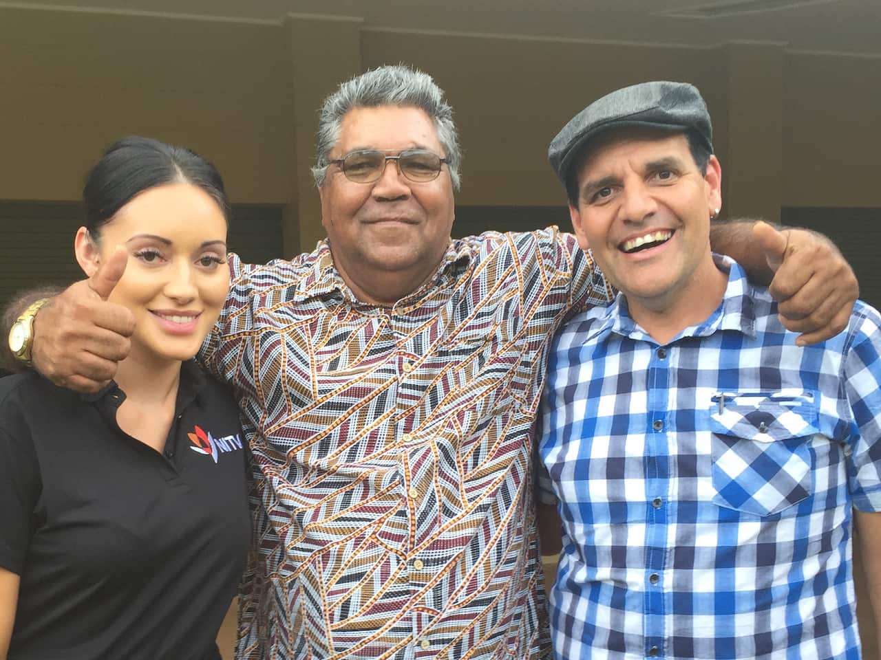 Lowanna Grant (author), Mayor of Aurukun Derek Walpo and Director, Dean Gibson NITV