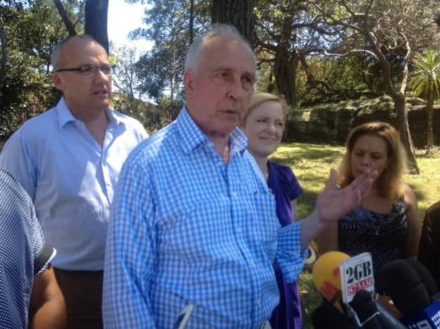 Mr Luke Foley and former Prime Minister Paul Keating on Goat Island (Jan 25, 2015), announcing their plan to return the island to Aboriginal ownership. 