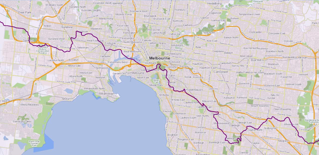 A map showing the new boundary line set by the Victorian Aboriginal Heritage Council