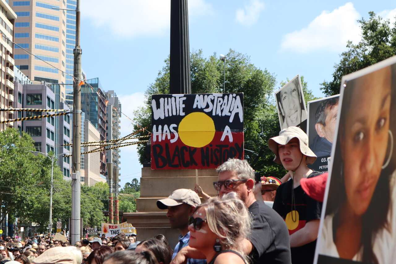The Invasion Day march on Naarm Country is underway. 