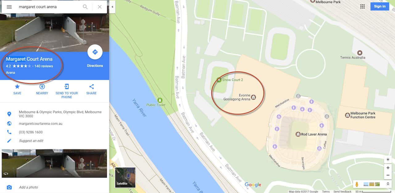 Margaret Court Arena name change