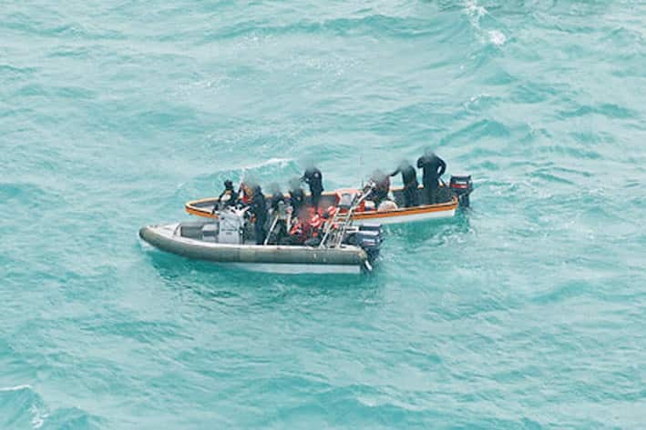 NITV only: ABF vessels during an alleged illegal fishing bust.