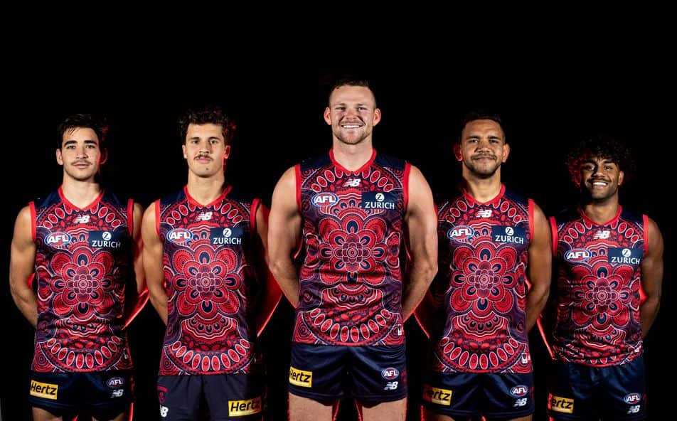 Melbourne Football Club Indigenous guernsey designed by Amunda Gorey
