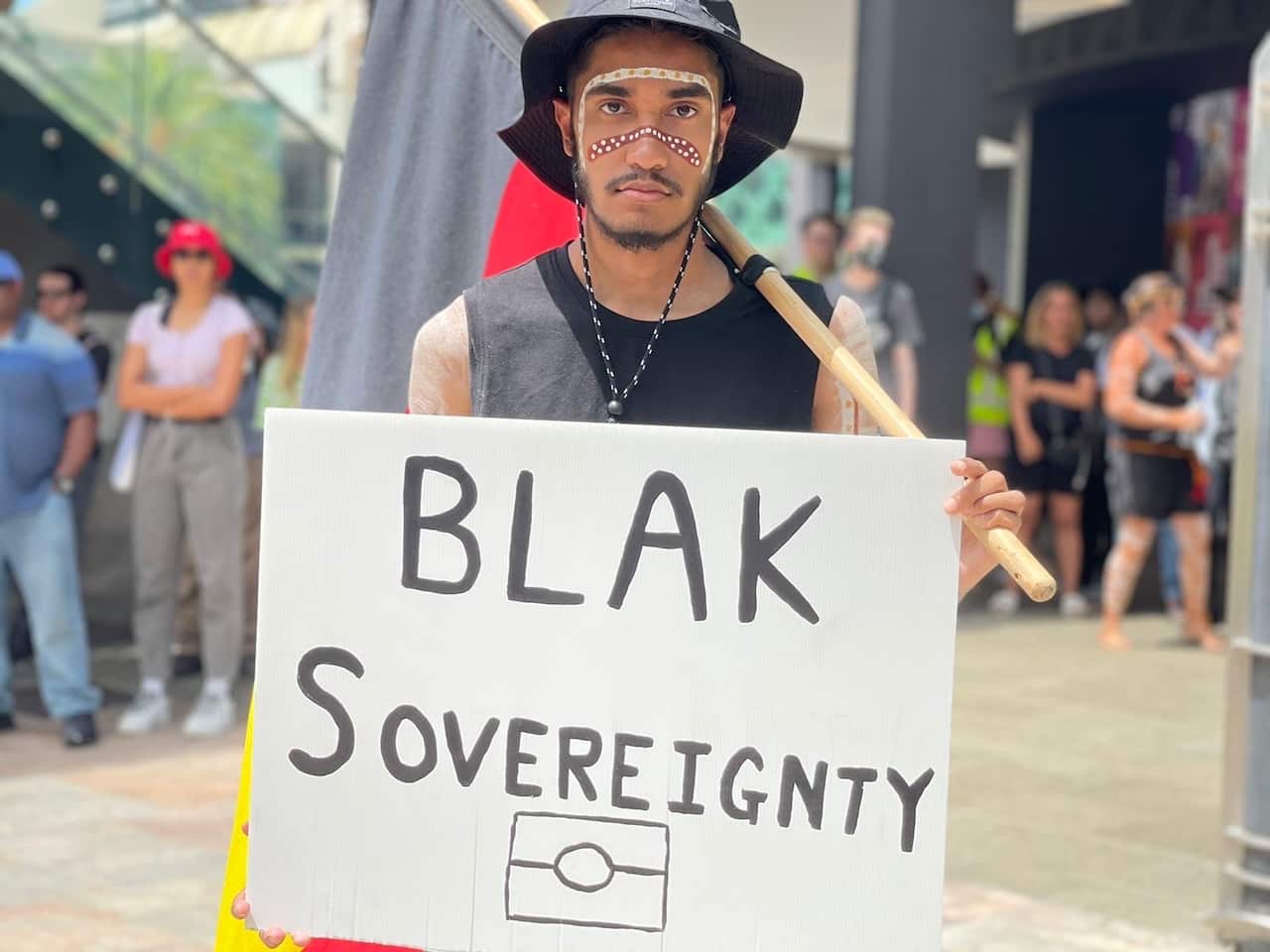 Bobby Bennel at Perth Invasion Day rally 2021