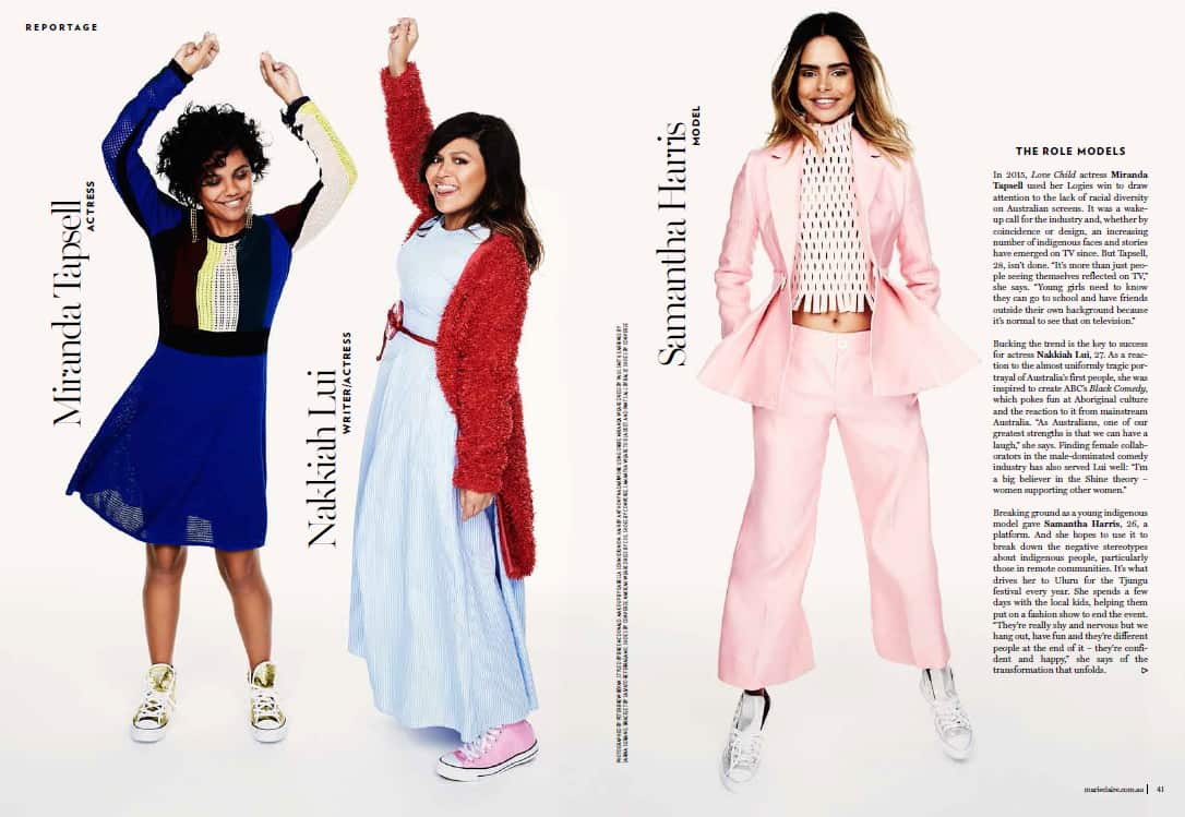 Marie Claire Miranda Tapsell Nakkiah Lui and Samatha Harris