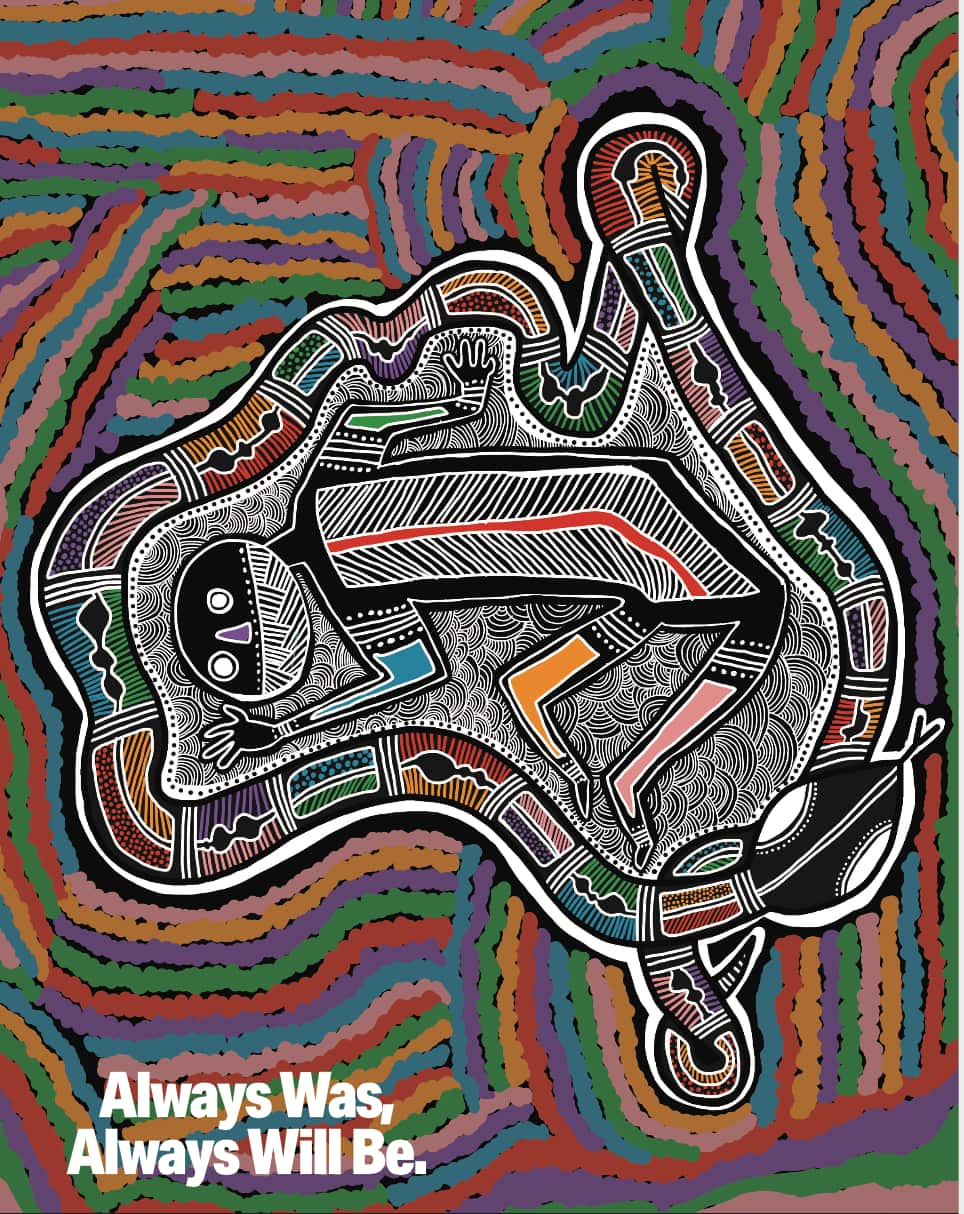 'Shape of Land' by Tyrown Waigana is the winning design in the 2020 National NAIDOC poster design awards.