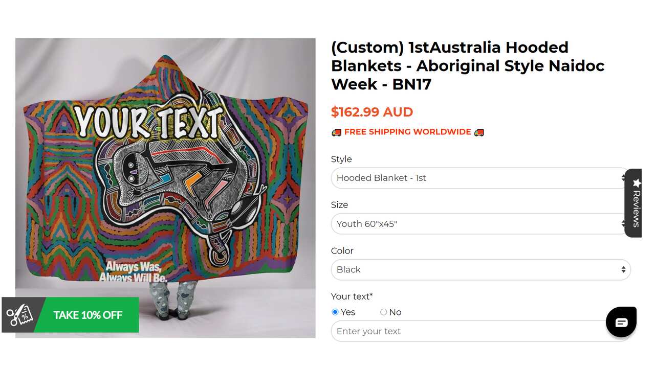 One of the items on the 1stAustralia website featuring the NAIDOC poster artwork