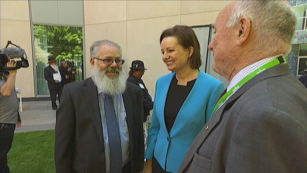 Health Minister Sussan Ley with other attendees at the Aboriginal and Torres Strait Islander Suicide Prevention Evaluation Project report launch.