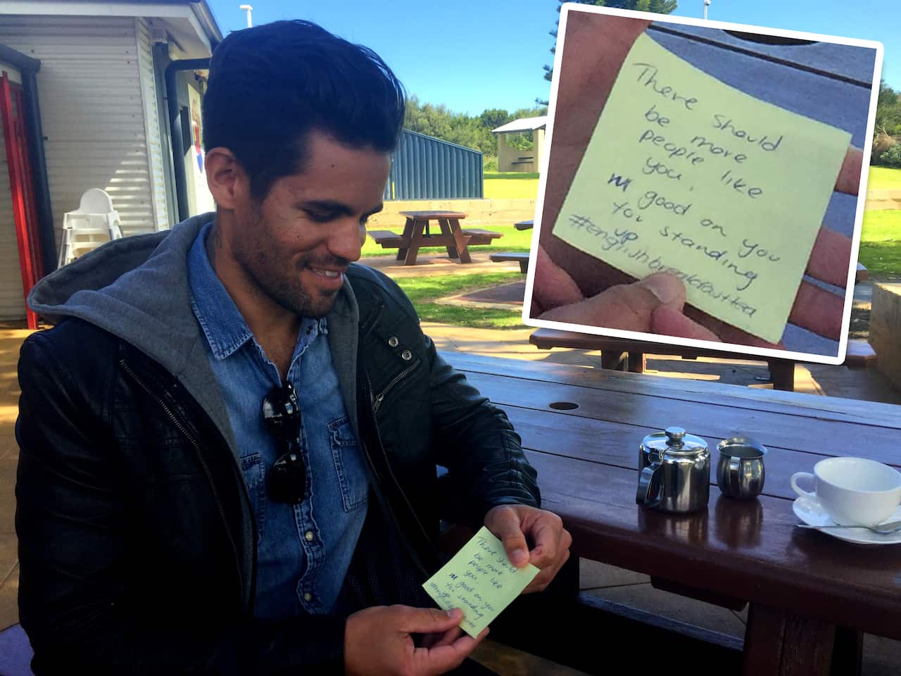 Jarred Wall receives a pot of tea 