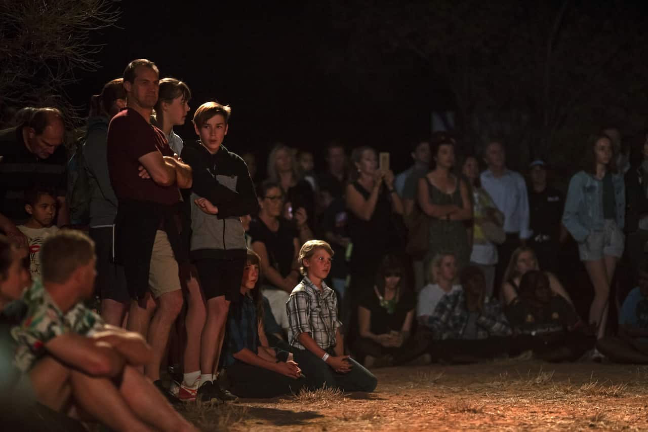 Audience watch performances at the Parrtjima opening ceremony, Alice Springs