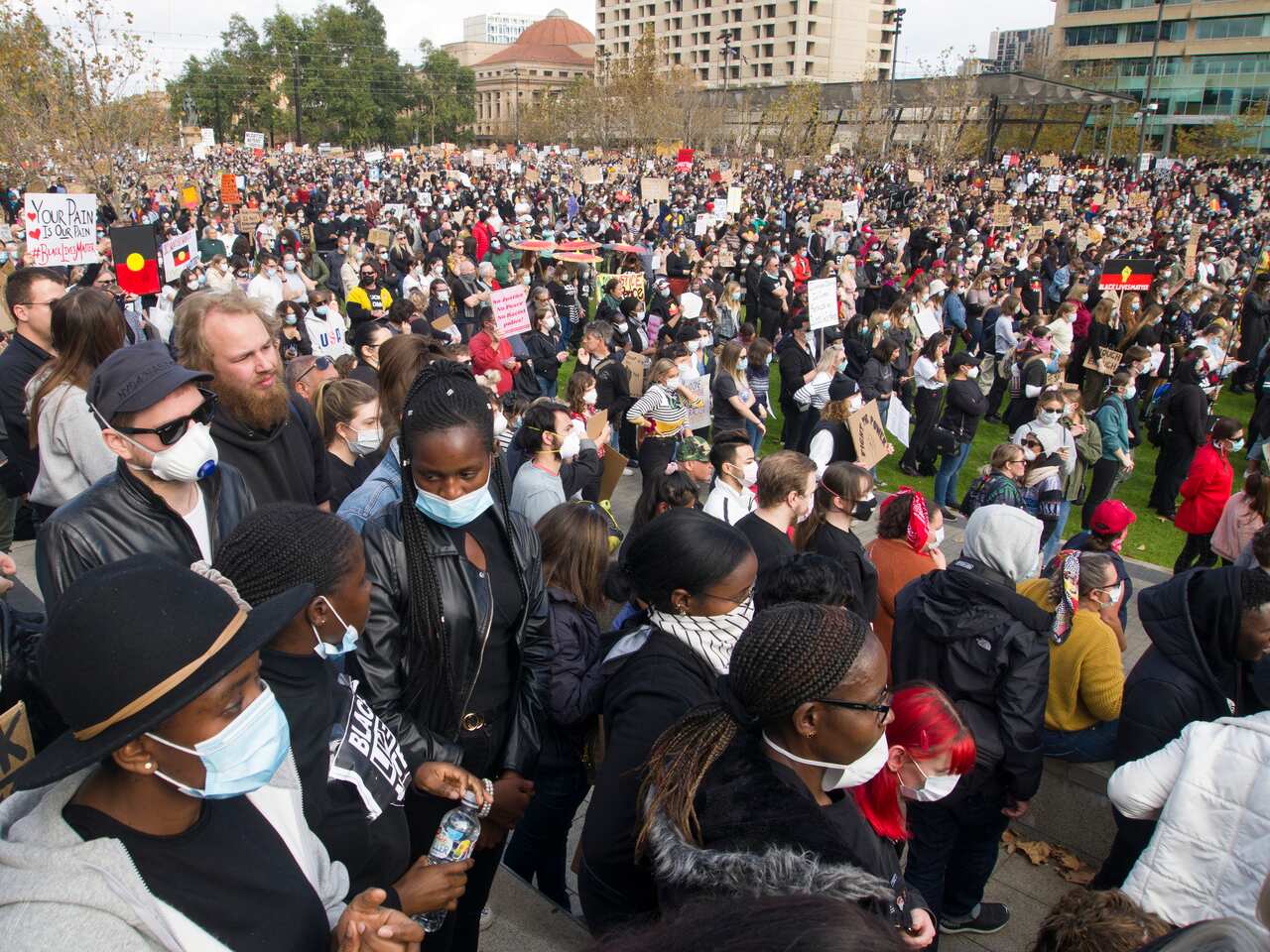 Unlike in the eastern states where police and government have moved to stop the rally, in South Australia the protest given special permission to go ahead by police.