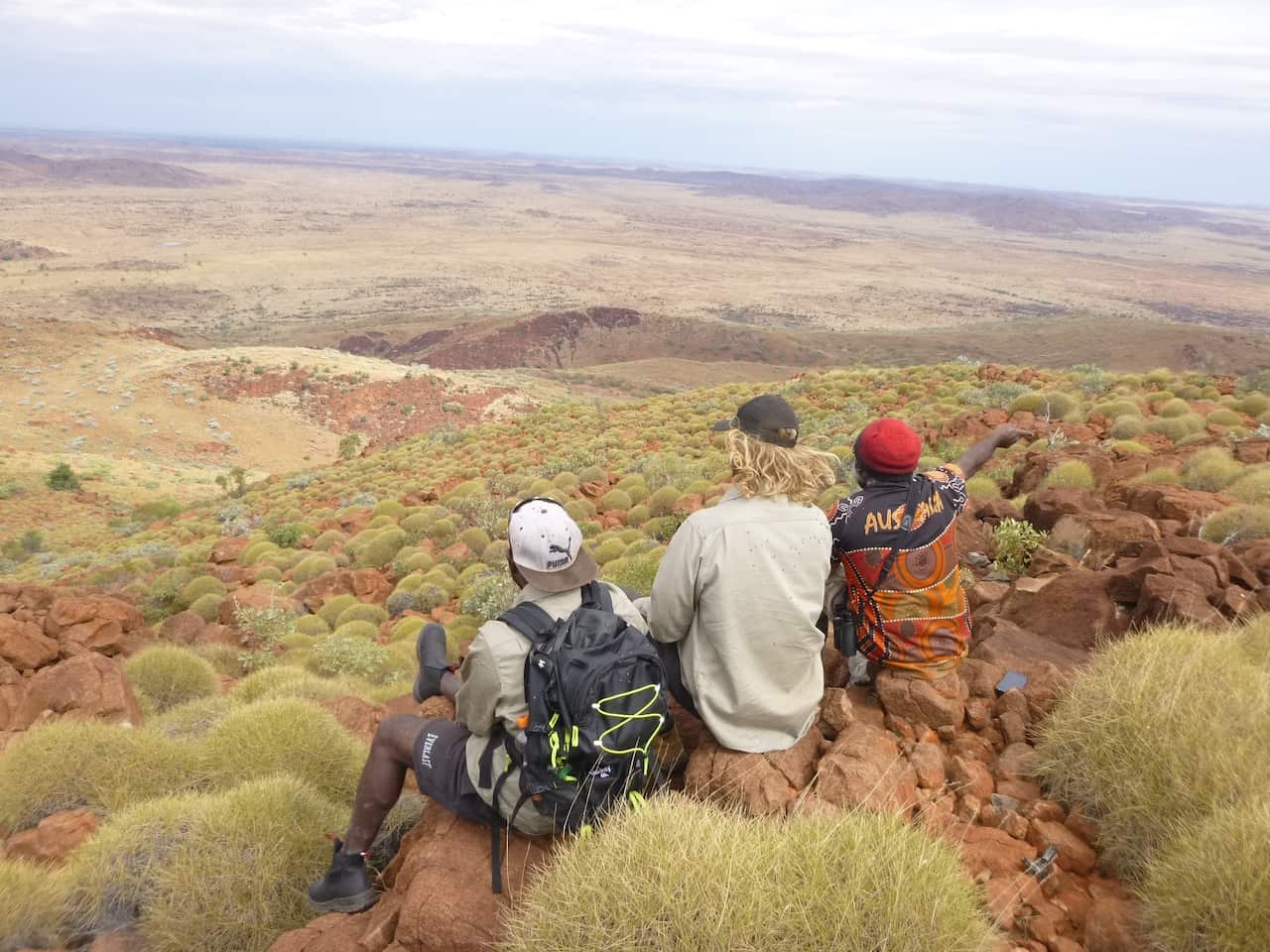 kids Looking over panorama of APY Lands